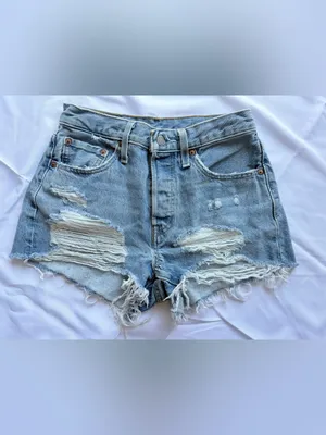 Levi’s 501 Original Denim Distressed Button Fly Shorts in Quiet Riot Size 27 thumbnail 4