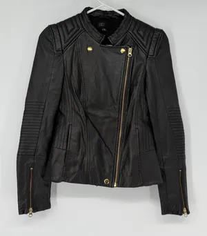 Beach Riot Leather Moto Jacket Adios Bitchachos XS Dolls Kill Gold‎ Zip thumbnail 1