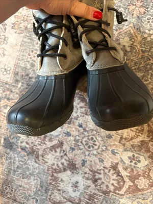Sperry  Black Rubber Duck Boots with Gray Suede Upper thumbnail 6