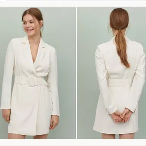 NWT H&M Belted Blazer Jacket Dress Ivory Large thumbnail 2