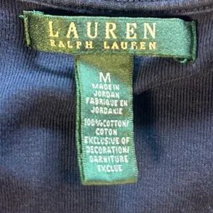 Ralph Lauren Ruffle Top Med Sailor Navy Striped Cotton Nautical Preppy Coastal thumbnail 4
