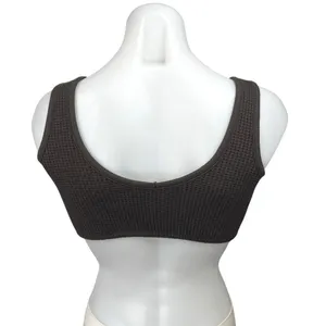 Set Active Brown Waffle Knit Scoop Neck Athletic Workout Sports Bra Tank Top XS thumbnail 2