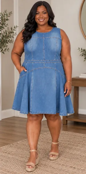 Ashley Stewart Light Blue Denim Mini Dress thumbnail 1