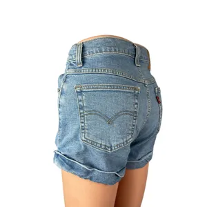Levi's Women's Blue Cuffed High Waisted Medium Wash Denim Jean Shorts Size 26 thumbnail 3