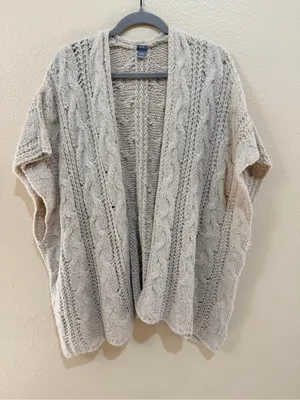 Aerie One Size Cream Cable Knit Open Front Cardigan Oversized Boho Sweater thumbnail 2