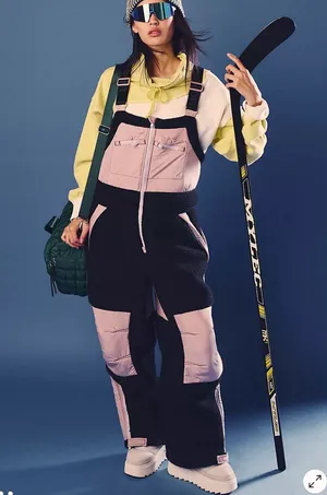 Free People NWT - Hit The Slopes Overalls size: small color: Black Combo thumbnail 1
