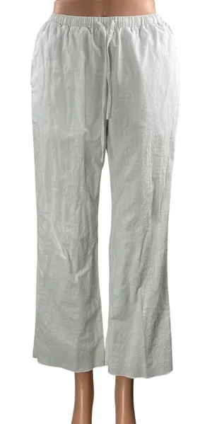 SNDYS. Womens White High Rise Drawstring Relaxed Casual Wide Leg Trouser Pants S thumbnail 1