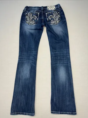 Miss Me Dark Blue Faded Flare Jeans thumbnail 4