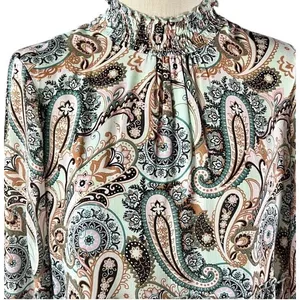 $138‎ Anthropologie Cady Tiered Longsleeve Mint Paisley Tunic Dress XS thumbnail 7