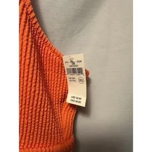 NWT Aerie Crinkle Scoop Cutout Bikini Top Size XXL Orange thumbnail 3