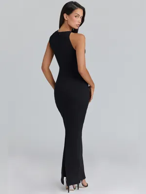House of CB Keoni Blacl Asymmetric Draped Maxi dress nwot size XS $289 thumbnail 3