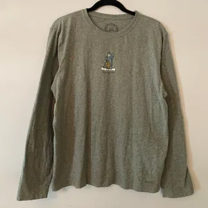 Life Is Good Gray Long Sleeve Tee Winter Ski Snow Loungewear Women's size Large thumbnail 1