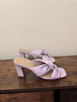 Boston Proper Lavender Knot-Front Block Heel Mules thumbnail 3
