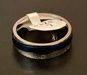 Roses are red blue silver titanium ring size 7 thumbnail 6
