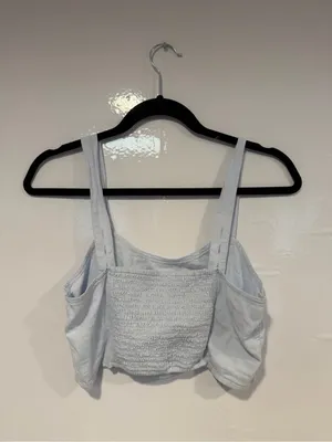 Aerie Blue Button Back‎ Cropped Tank Top - Classic Strappy Crop thumbnail 3