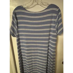 J. Jill‎ Women's Size L Blue Black and White Striped Maxi Dress Short Sleeve thumbnail 9
