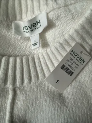 Haven Well Within Organic Cotton Elegant Cream Knit Sweater Dress NWT SM thumbnail 11