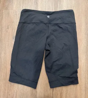 Lululemon Black Blue Contrast Piping Biker Shorts Size‎ 6 Athletic Yoga Running thumbnail 1