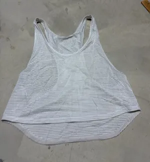Lululemon White Striped Racerback cropped Tank Top thumbnail 1