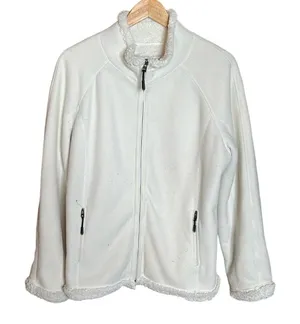 GREEN TEA Fleece Jacket with Sherpa Faux Fur Lining Cream Size XL thumbnail 1