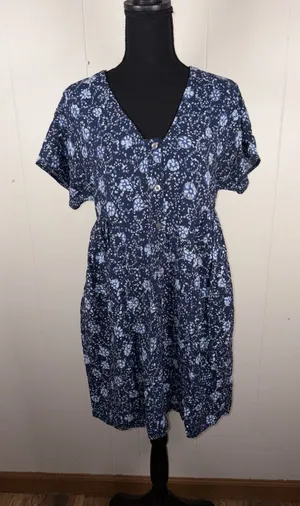 Madewell Alexandra Button-Front‎ Mini Dress blue floral S Pockets thumbnail 1