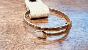 Anthropologie Stone Serpent Wrap Coil Cuff Cap Bangle Bracelet White Stone NWT thumbnail 2