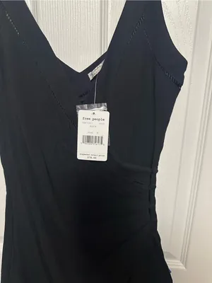Free People Black Wrap-Front Spaghetti Strap Mini Dress thumbnail 5