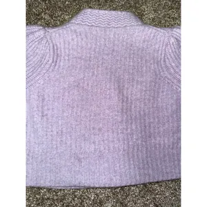 LoveShackFancy Cardigan Women XS Lavender Good Wool Cashmere Cropped Ribbed Puff thumbnail 9