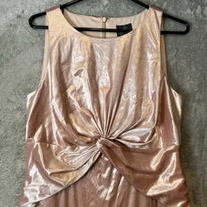 Adrianna Papell Velvet‎ Twist Front Maxi Dress Blush Pink Sz 12 Wedding Formal thumbnail 2