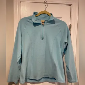L.L. Bean Size S Aqua Blue Mock Beck Long Sleeve Quarter Zip Pullover Fleece Top thumbnail 1