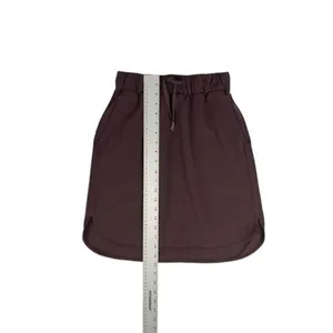 Lululemon On The Fly Skirt 21" Brown‎ Satin Drawstring Waist Size 4 thumbnail 6