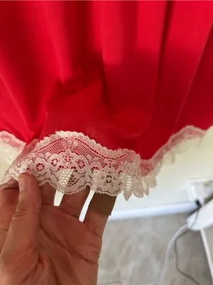 Dolls Kill Avid love ❤️ red white lace trim babydoll nighty mini slip dress S thumbnail 3