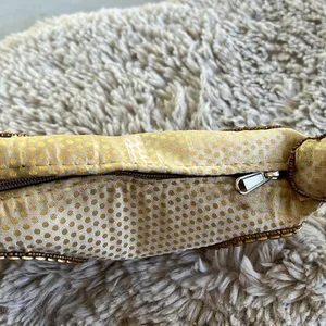 Vintage Unique Gold Beaded Embellished Fortune Cookie Mini Handbag thumbnail 5