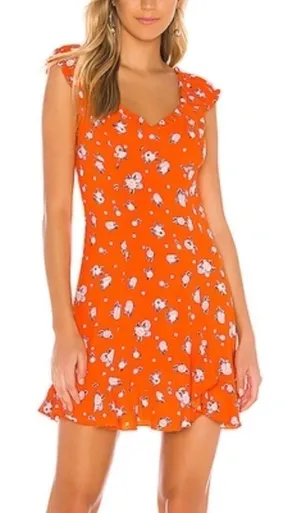 Free People‎ Like A Lady Printed Mini Dress In Orange size XS thumbnail 1
