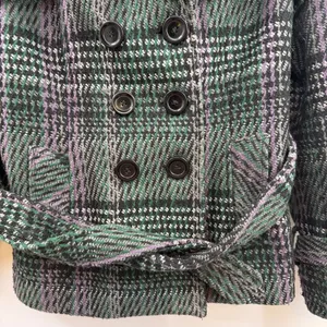 Vintage Donatella Plaid Wool Blend Belted Peacoat Petite Large Dark Academia thumbnail 4