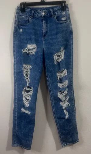 American Eagle Outfitters Distressed High-Rise Blue Jeans thumbnail 1