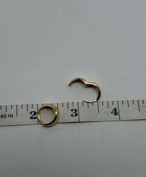Dept Store 925 Sterling Silver Earrings 925 Sterling Silver with Yellow gold plated Huggies hoops earrings thumbnail 6