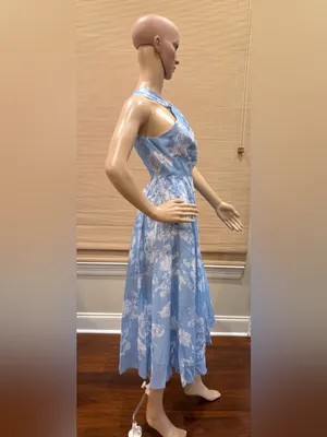 Light Blue Floral Halter Midi Dress thumbnail 3