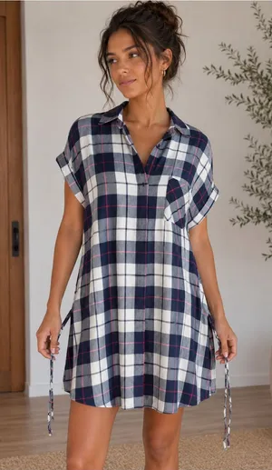 Rails Women’s Plaid Tie Midi Dress - Roped Belt. Size: Medium thumbnail 1