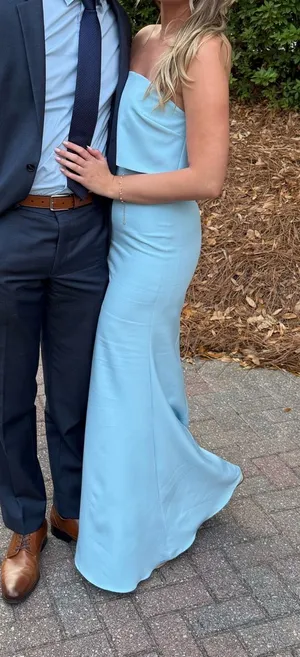 Blue bridesmaid or prom dress thumbnail 1