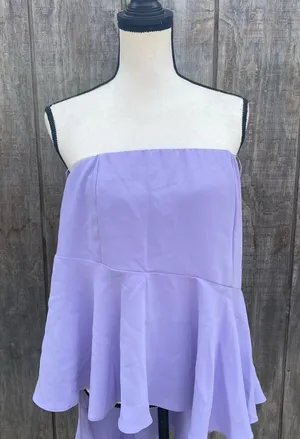 Amanda Uprichard Strapless Lavender Flowy Ruffle Top Size Large NWOT thumbnail 1