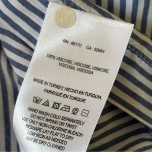 Maeve Anthropologie Blue and White Striped Button Down Shirt thumbnail 9