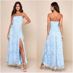 LULU’S Rare Presence Powder Blue 3D Floral Embroidered Maxi Dress thumbnail 2