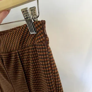 Anthropologie hem & thread orange brown checkered bootcut‎ pants women's size S thumbnail 5