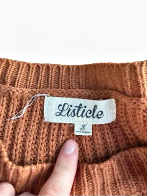 Listicle Women's Small Brown Striped Chunky Knit Sweater Oversized Pullover thumbnail 4