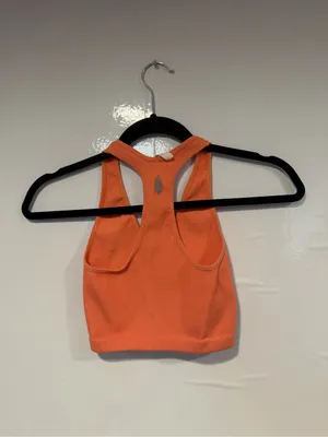 Orange Ribbed Free People Movement‎ Racerback Crop Top thumbnail 3