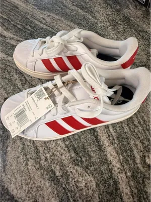 Adidas Streettalk Sneakers White Red Stripe Women’s 7 Youth 5.5 NWT thumbnail 3