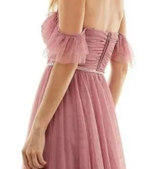 City Studio Womens Juniors Ruched Embellished Evening Dress Prom Mauve Pink 3 thumbnail 2