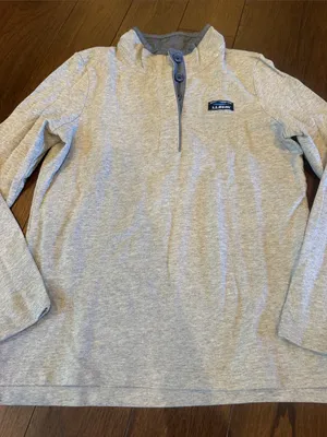 L.L. Bean Light Gray Heather Henley Pullover Size Small thumbnail 4