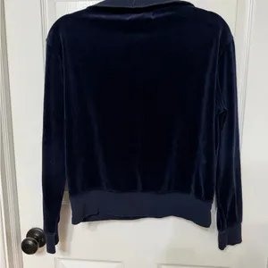 NILI LOTAN BENTLEY VELOUR QUARTER ZIP SWEATSHIRT in navy size small‎ thumbnail 5
